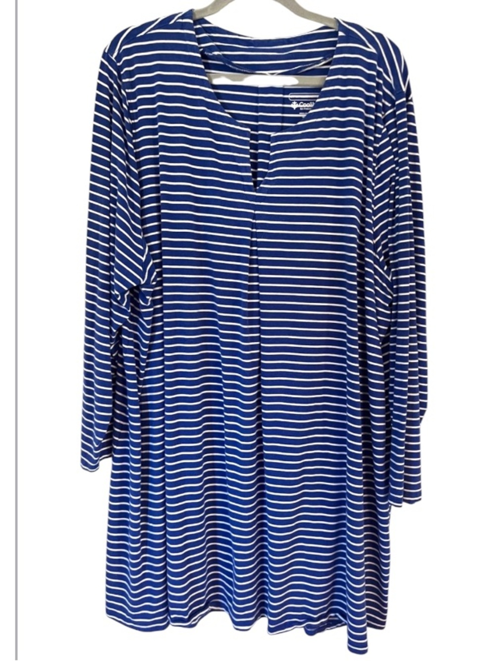 Coolibar Citywalk Tunic Dress Blue and White Striped Sz 3X